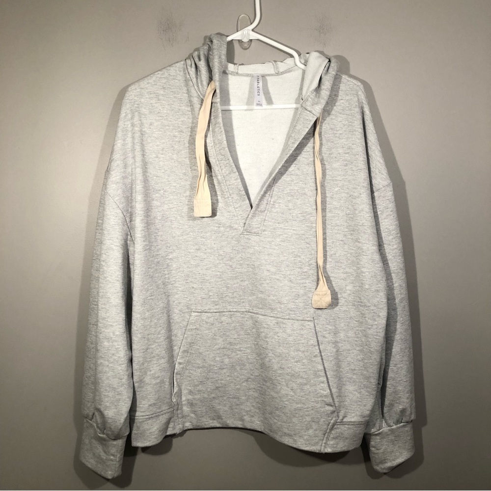 Fabletics Women's Ariana V Neck Hoodie Sweatshirt Gray sz Medium